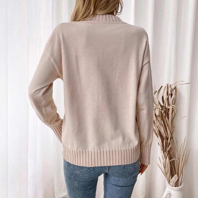 Autumn Valentine's Day Flower Decoration Knitted Pullover Round Neck Sweater