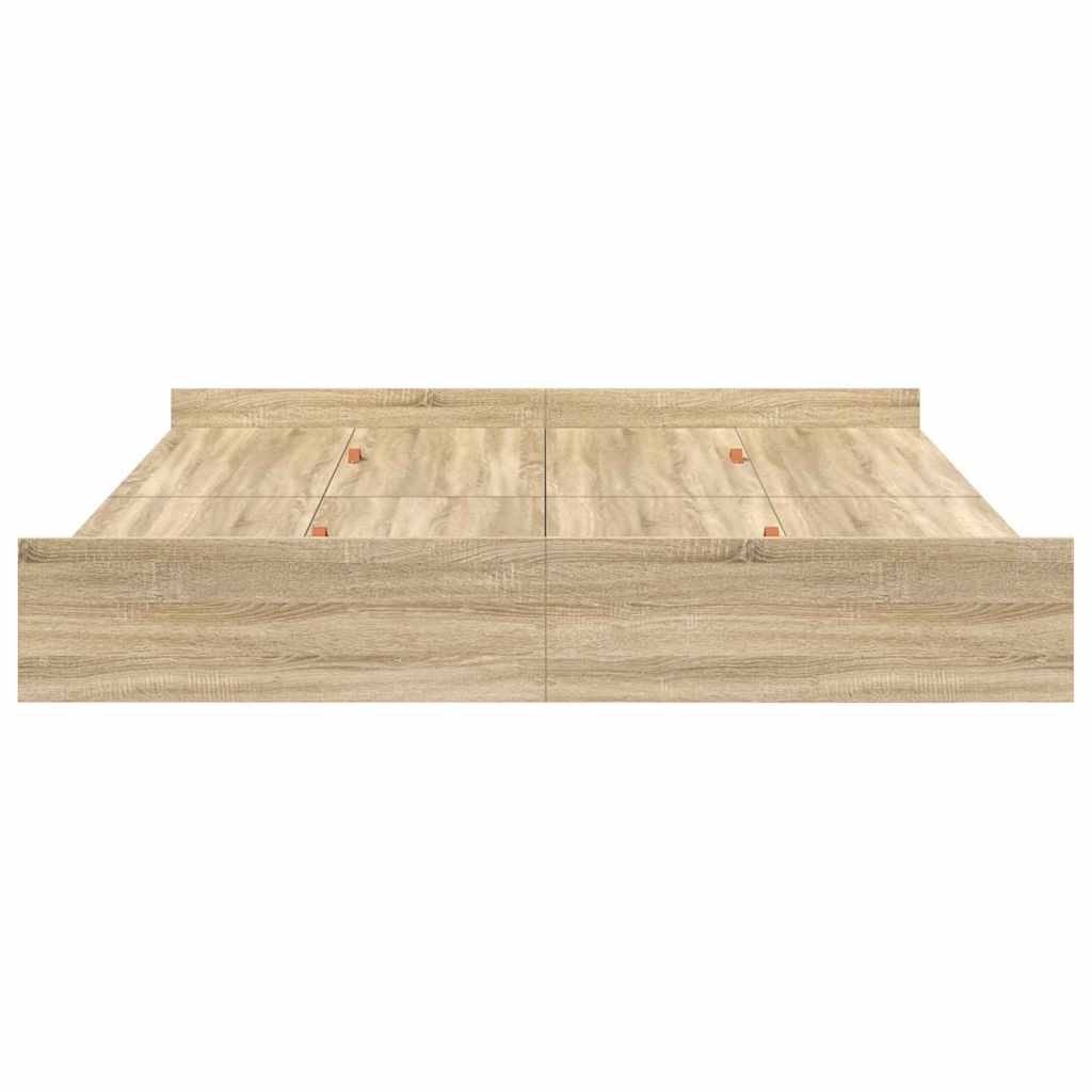 Storage Bed Frame with Headboard Sonoma Oak 180 x 200 cm
