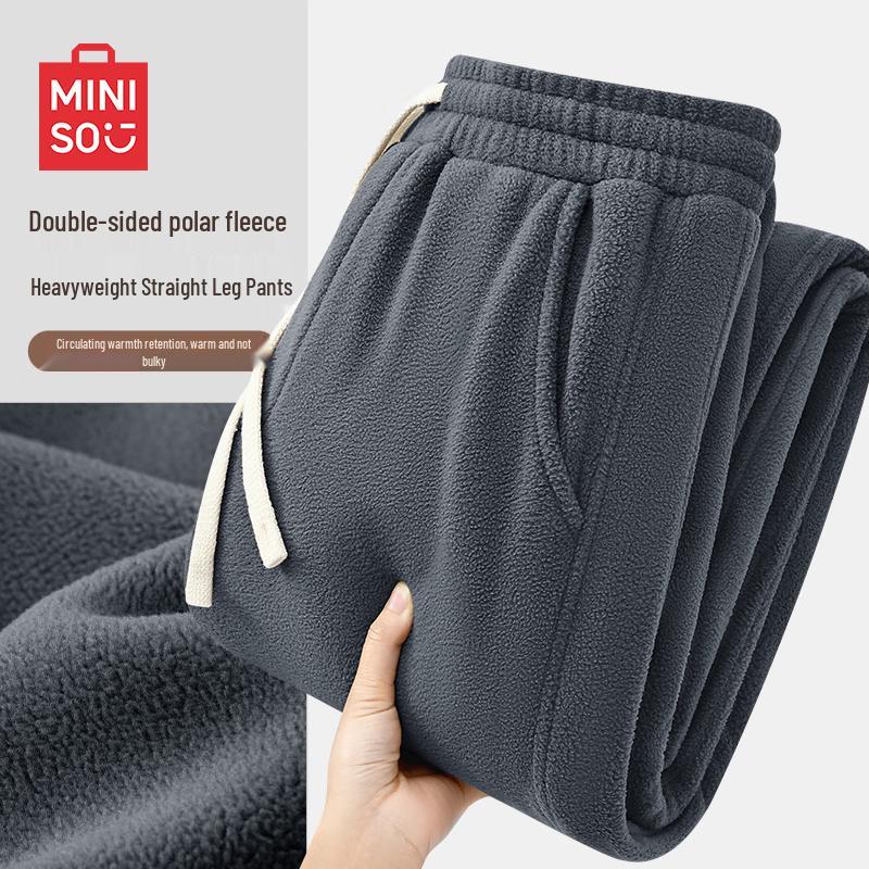 

MINISO Men s Retro Fleece Lined Straight Leg Casual Pants XL