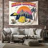 Graphic Wall Decor Tapestry Beach Camping with Campfire Poster