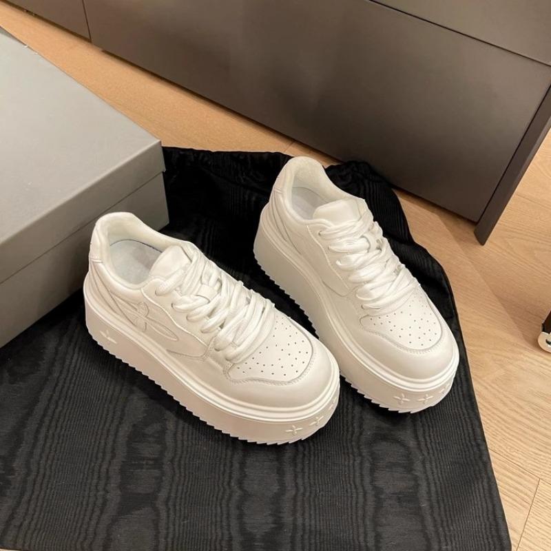 ~ Muffin Platform White Shoes Women's New Cross Flower Casual Board Shoes Tide