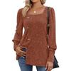 BITCED Women's Fashion Casual Long Sleeve Square Collar Blouses & Shirts