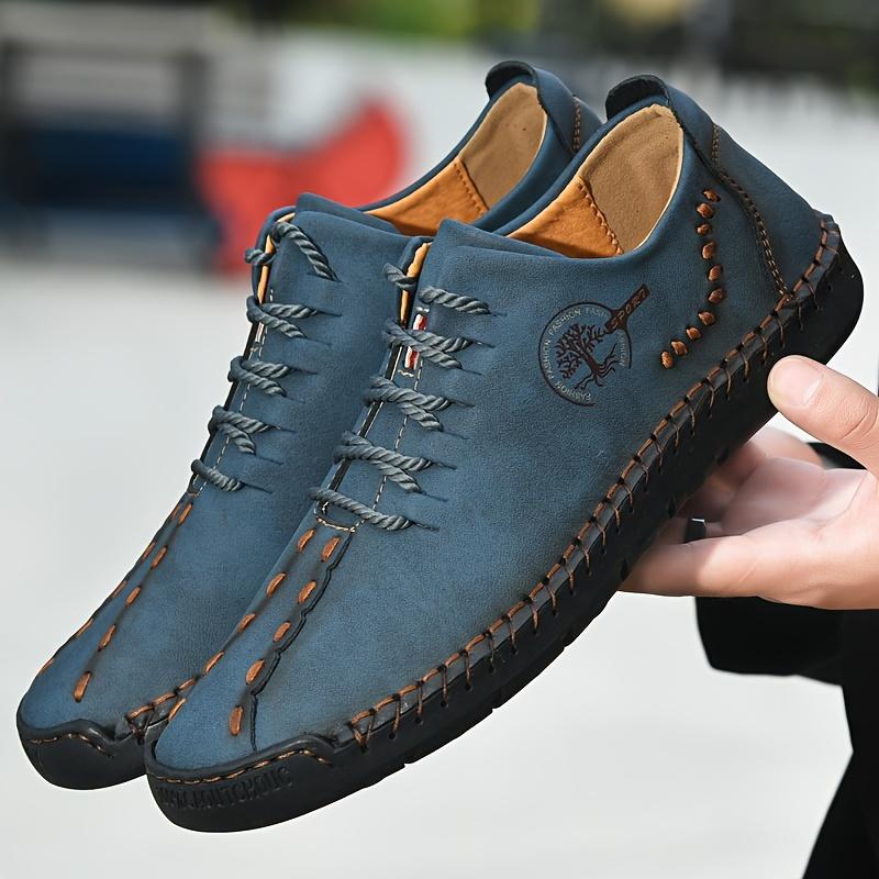 Men's Casual Leather Shoes, Large Size Handmade Shoes, Fashion Lace-up Business Men