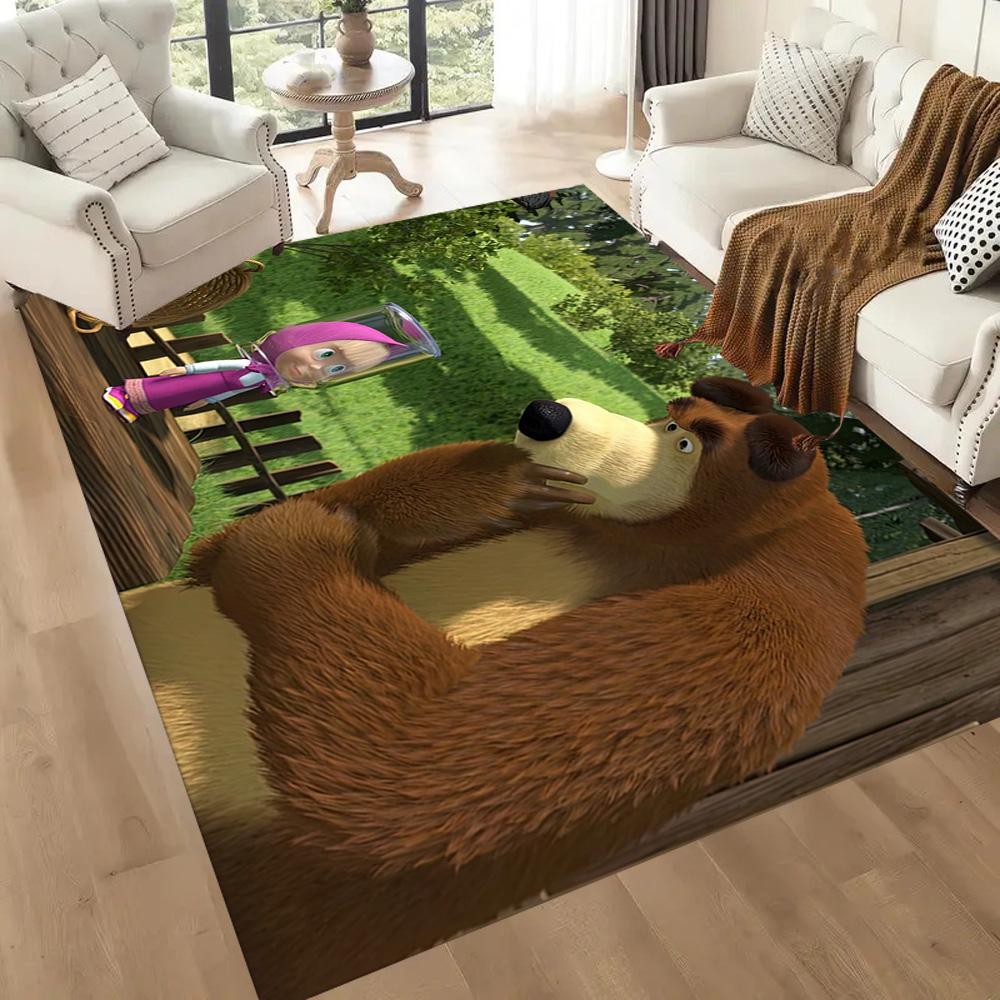 Masha Bear Area Rug Suitable for Bedrooms Game Room Study Room Decorate Room Anti-slip Rug Anime Office Decor Gift for Festivals