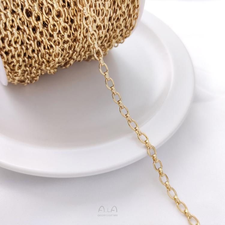 

Цепочка овальной формы в виде яйца из 14-каратного золота с сохраняющим цвет покрытием для изготовления украшений своими руками