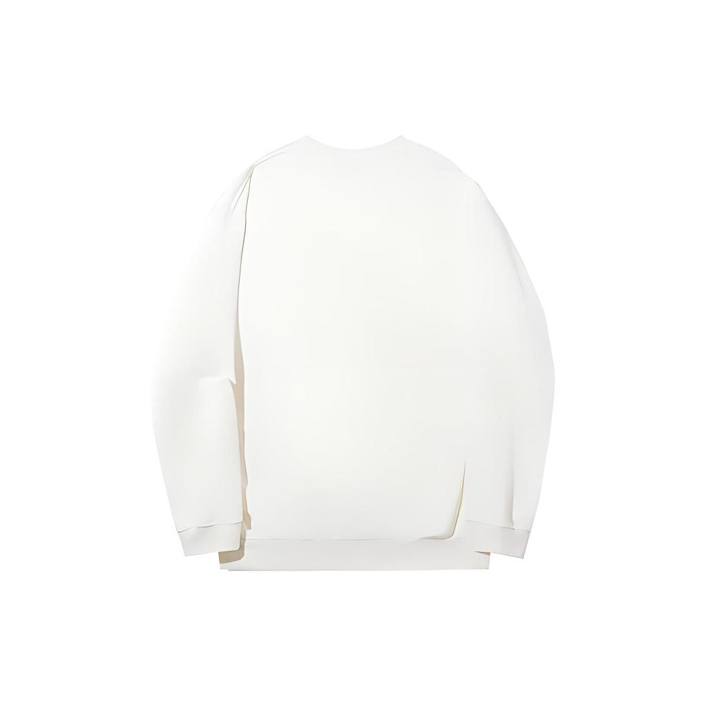 Li Ning Vital Series Solid Color Crew Neck Pullover Sweatshirt Unisex Sweatshirt Off-White AWDT701-3