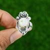Gift For Her 925 Silver Natural Rainbow Moonstone Promise Flower Adjustable Ring