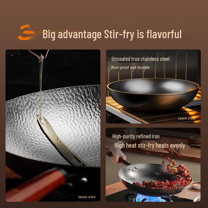 Supor 32cm Hammered Physical Non-stick Iron Wok