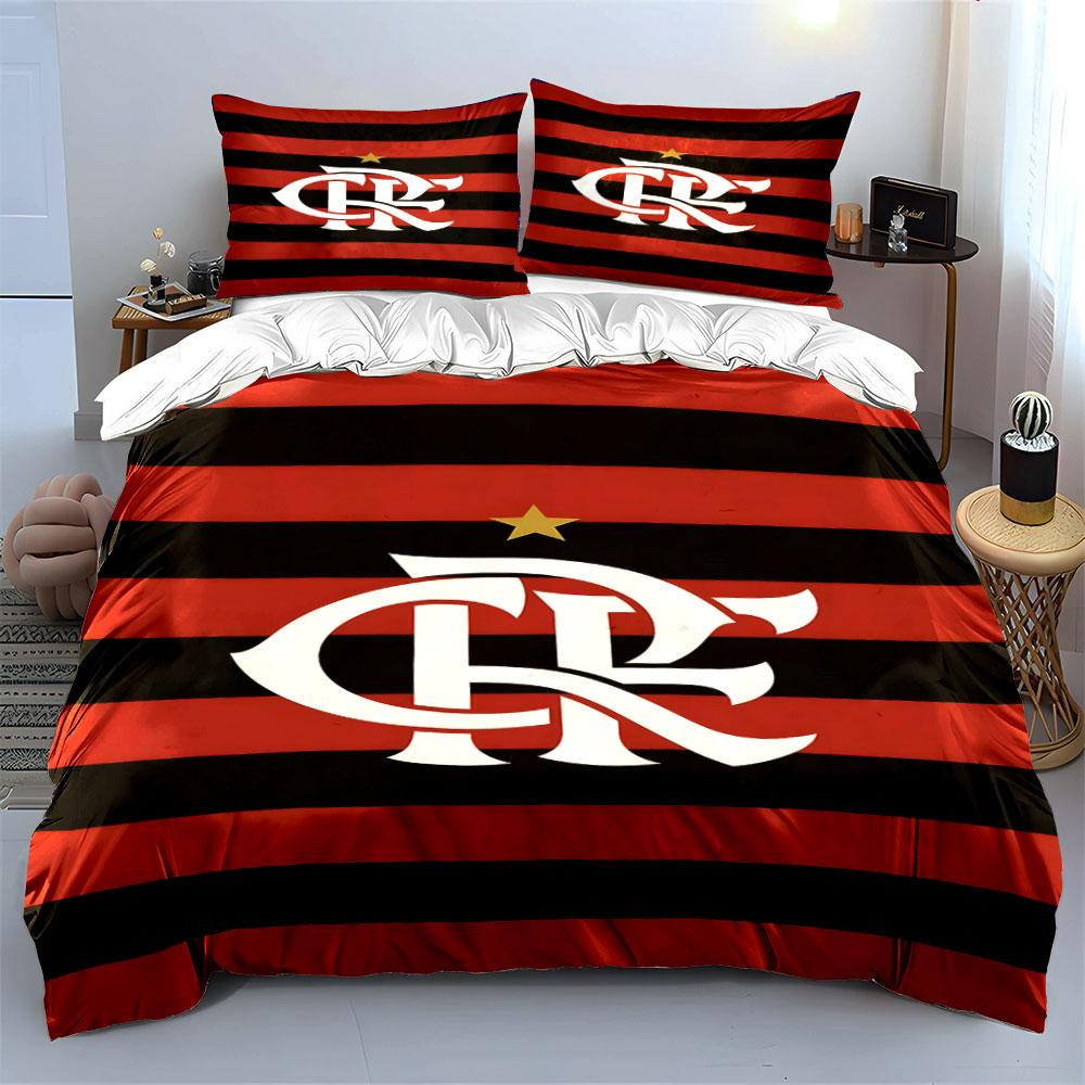 Red-black stripes, "CRF" emblem. Bedding sets Duvet cover sets Duvet covers Pillowcases(1 * Duvet Cover 2 * Pillowcases without duvet insert)