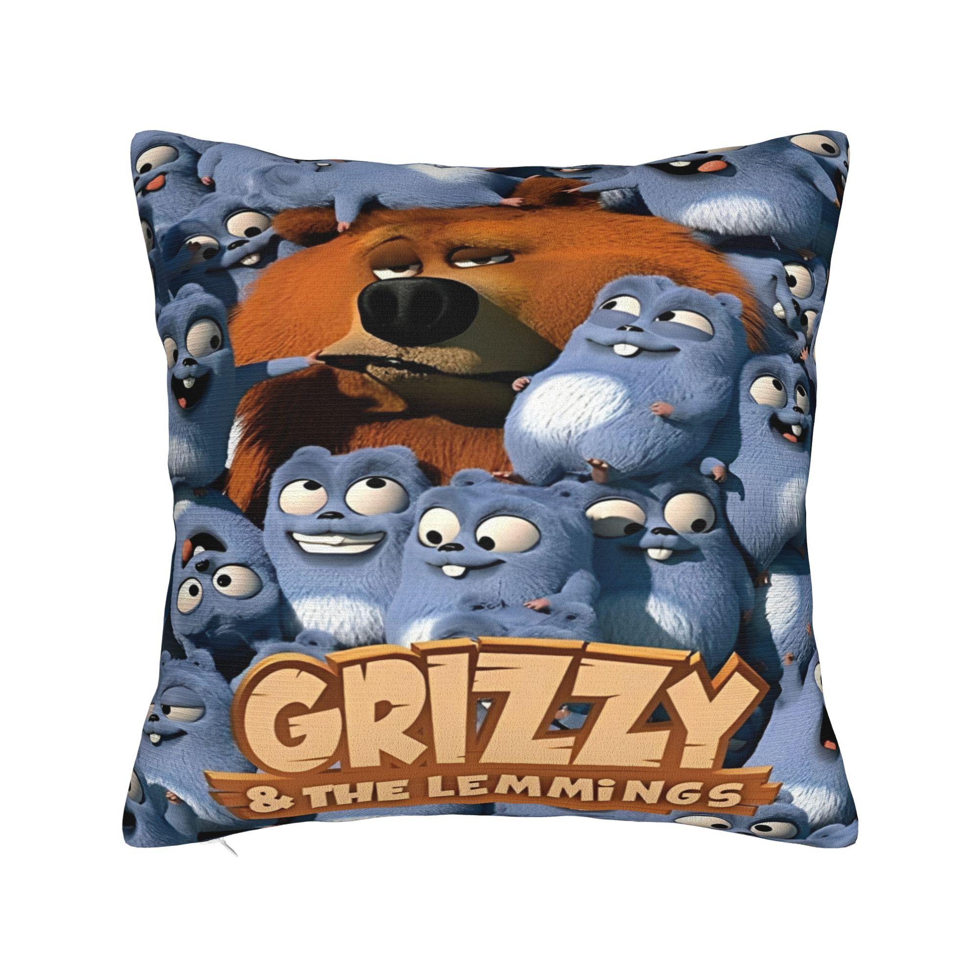 

Grizzy and Lemmings Printed Pillowcase Cushion Cover Throw Pillow Cover Warm Home Decor Square Multiple Sizes 16x16in 40X40cm