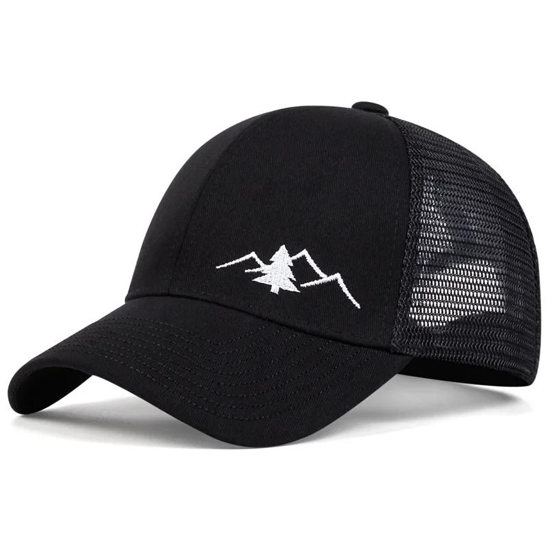 Fashion Mountain Embroidery Baseball Cap Summer Breathable Mesh Caps Adjustable Hip Hop Trucker Hats Men Women Outdoor Sun Hats