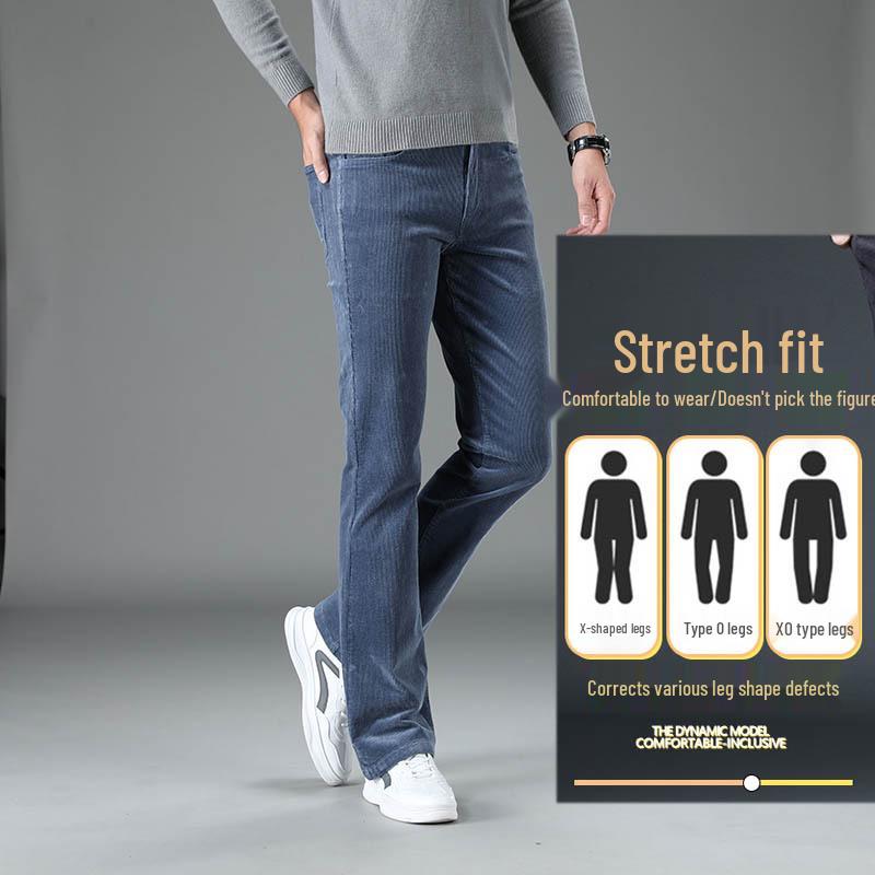 Men's Spring & Autumn Flared Corduroy Pants – Korean Style, Stretch Slim Fit