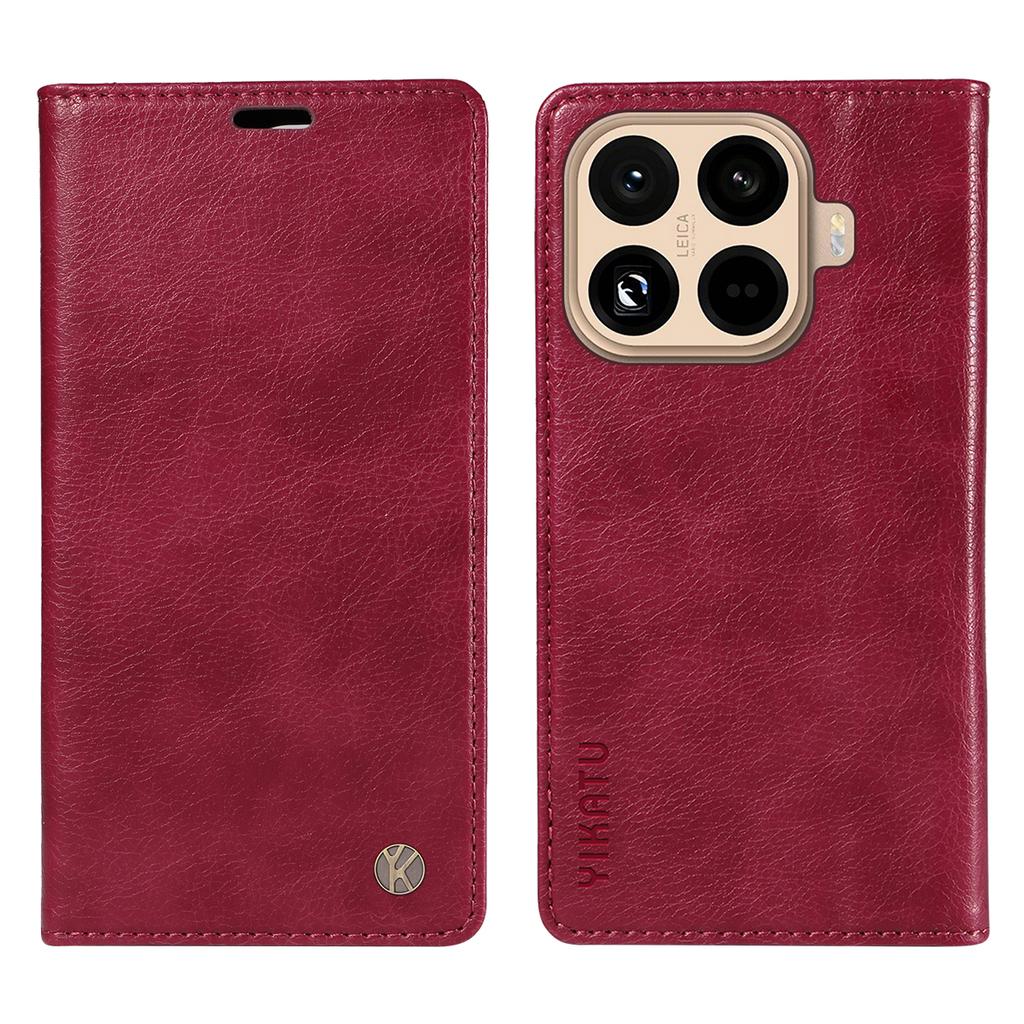 For Xiaomi 15T Pro Wallet Case YIKATU YK-006 Magnetic Closure Leather Phone Cover Litchi Texture