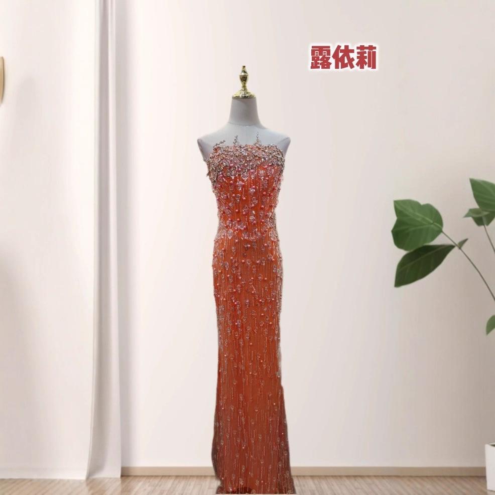 European and American sexy tube top heavy industry slim-fit hip-wrapped dress birthday party high-end dress