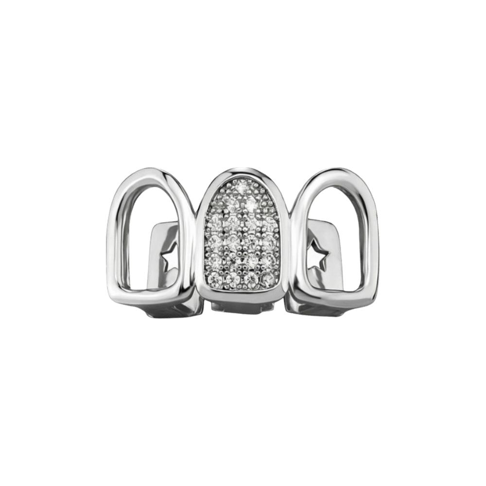 Gold Silber Farbe Zähne Grillz CZ Zirkon Körperschmuck Hip Hop Zahnkappen Street Style