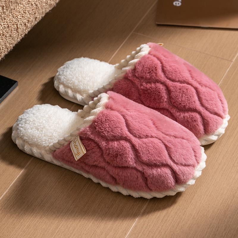 Cotton Slippers for Women In Winter, Suitable for Home Use In Spring and Autumn, Warm and Non Slip Indoors, with Plush Fur for Men