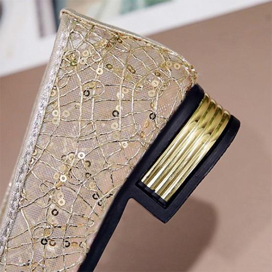 Women's Spring Summer All-match Mesh Sandals Plus Size Solid Color Thick Heel Flat Lace Shoes