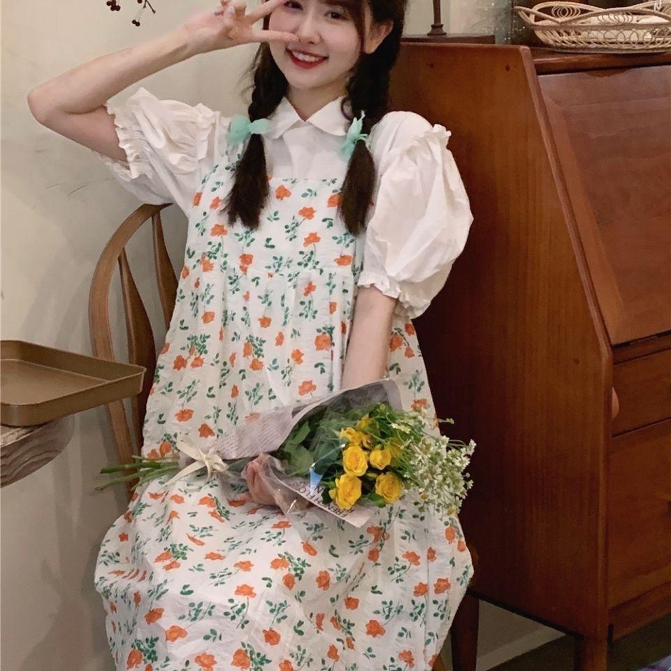 

Женский летний цветочный костюм-двойка с бретелями-спагетти M