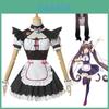 Nekopara Chocola Vanilla Rochie Menajeră Pisică Costum Cosplay Perucă Respirabil Manoperă Rafinată
