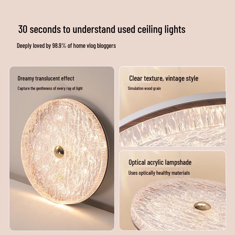 Modern Italian Minimalist Ceiling Light, Walnut Finish, Full Spectrum Eye Protection for Bedroom & Study