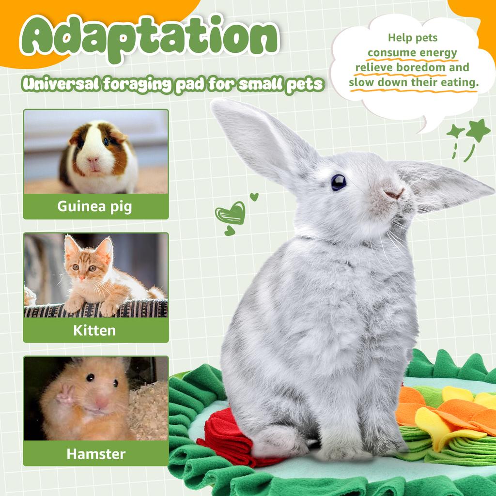New Pet Snuffle Mat Round Rabbit Foraging Mat Foldable Portable Bunny Puzzle Mat Pet Supplies for Guinea Pig Kitten and Puppy
