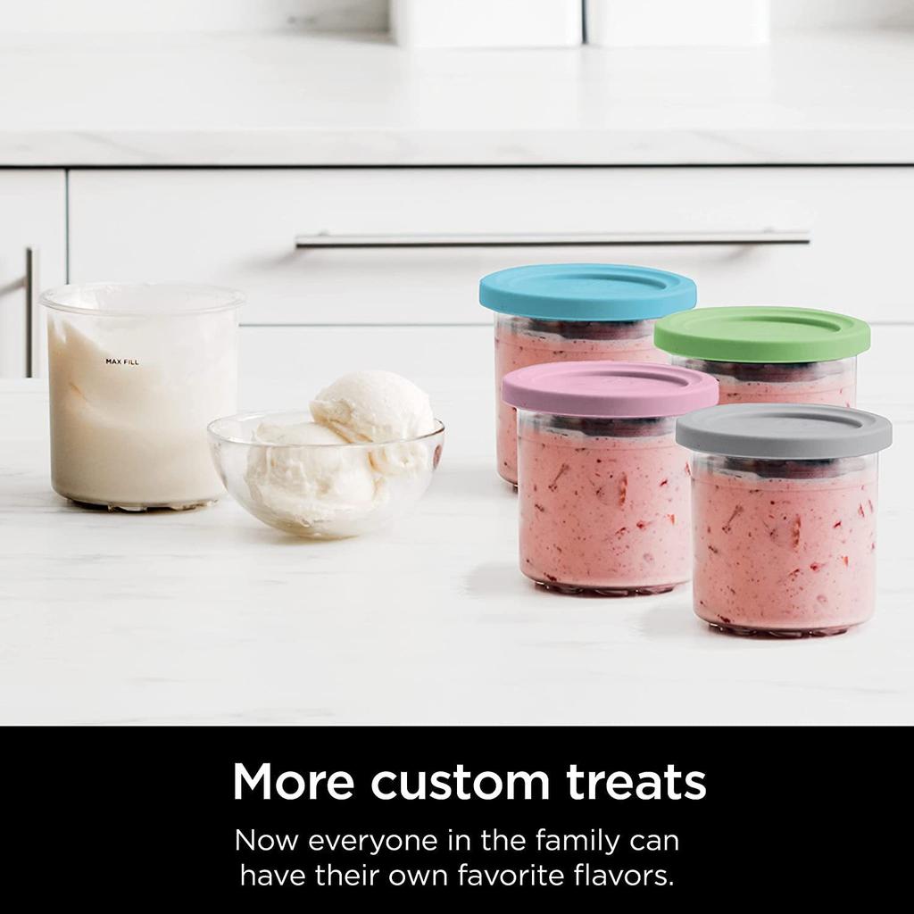 4 Pack Creami Pints with Lids, Replacement Ice Cream Containers Compatible with Ninja Creami, Reusable Storage Jars for Homemade Ice Cream & Smoothie