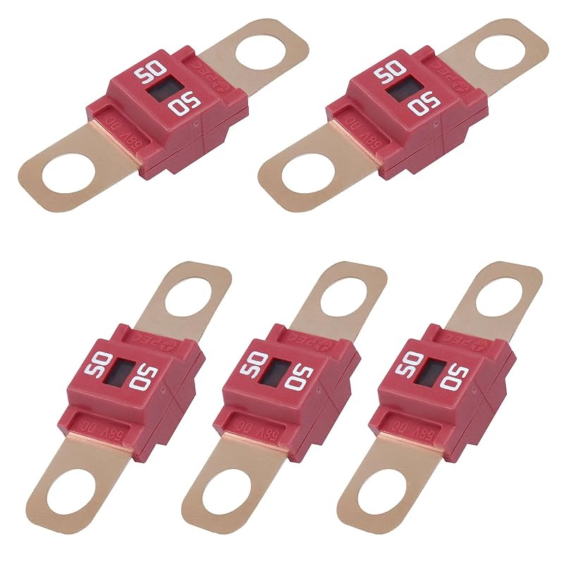 5Pcs AMI/Midi Fuse 50A High Current Bolt-on Fuse 50 Amp, for Cars, Buses, Trucks, Construction, Vehicles, Caravans, Agricultural, Motorhome, 50A