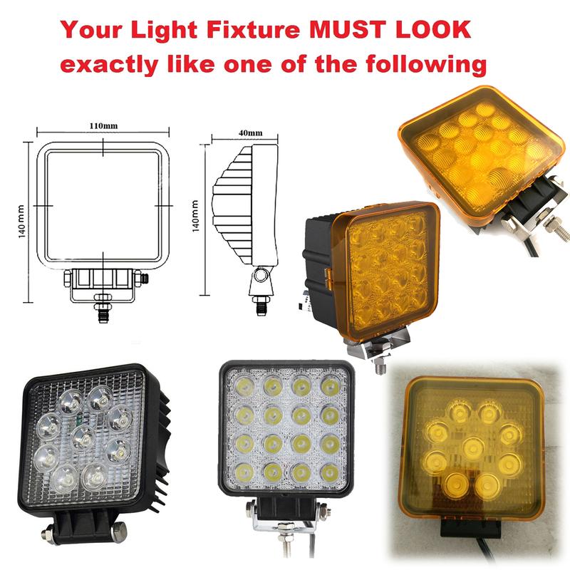 4 Zoll Bernsteinfarbene LED-Arbeitsscheinwerferabdeckung Rund/Eckig Schutzhülle Staubdicht für Off-Road 4x4 LED-Lichtleiste 27W 48W Nebelscheinwerferabdeckung
