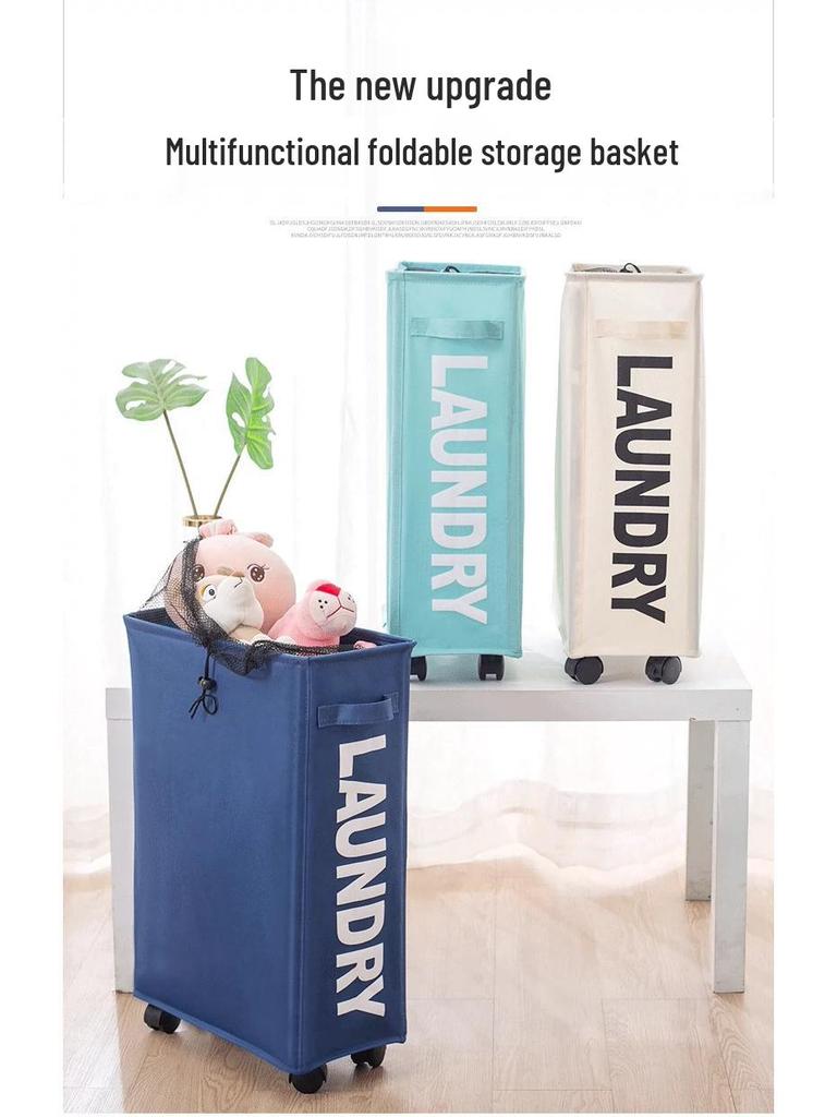 Rolling Oxford Cloth Laundry Basket - Japanese Style, Storage for Clothes, Dirty Laundry & Yoga Mats