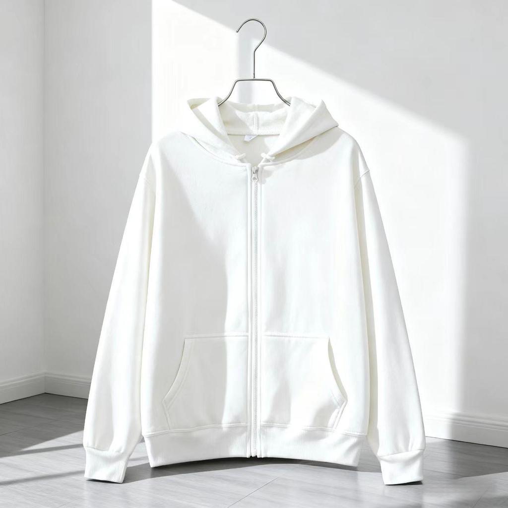 Unisex Cross-Season Hooded Fleece Jacket: Autumn-Winter Zip-Up Cardigan
