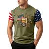 Men's Short Sleeve Loose Fit T Shirt with Flag and Beer Print Casual Crewneck Summer Top for Daily Wear Holiday Events
