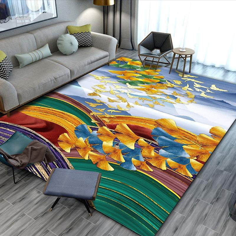 Europe Style Plume Leaf Butterfly Carpet Living Room Sofa Bedroom Bedside Study Entrance Door Rug Non-slip Luxury Home Decor Mat