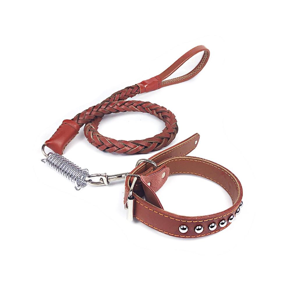 Heavy Duty Genuine Leather Braided Dog Leash Durable Training Walking Lead for German Shepherd Medium Large Dogs Pet Supplies