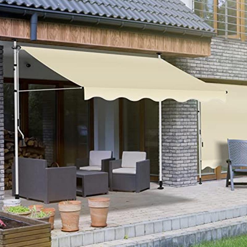 Folding Retractable No-Drill Sunshade: Hand-Crank Balcony & Shop Canopy