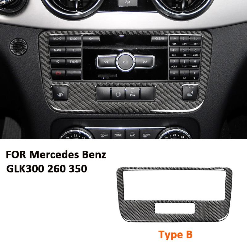 Carbon Fiber Car Center Console Multimedia CD Panel Frame Interior Decoration Sticker For Mercedes Benz GLK300 260 350 2008-2015