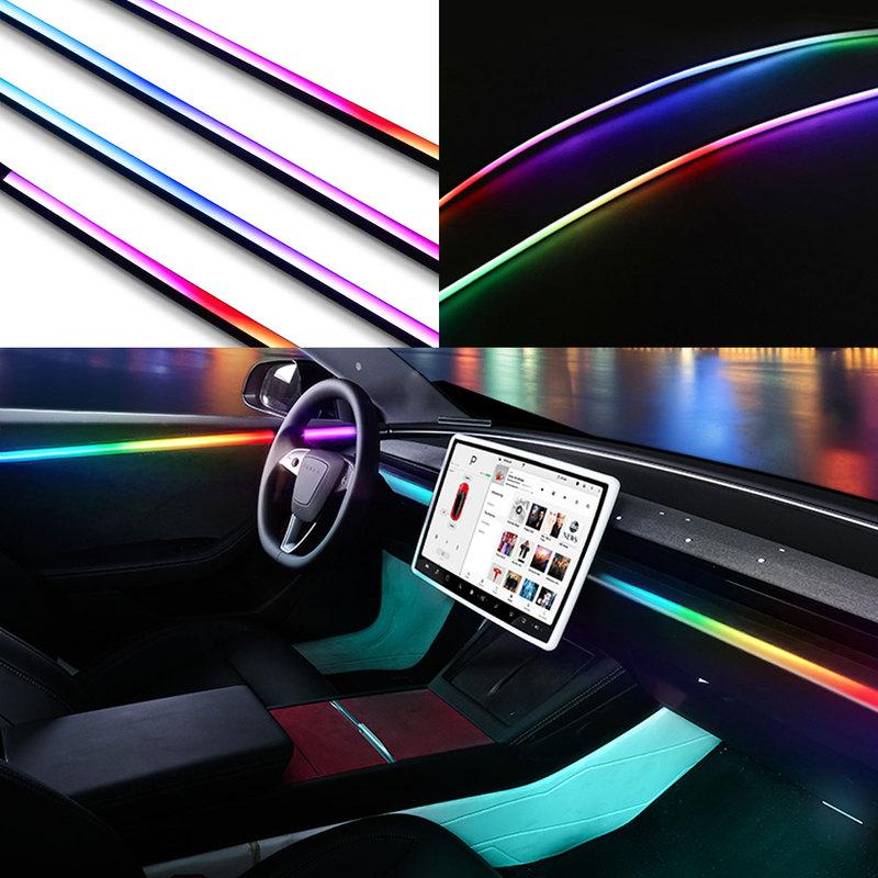 6 in1 Car Ambient Light Center Console Dashboard Neon Tubes For Tesla Model 3/Y Symphony RGB Interior Lights with App Controller