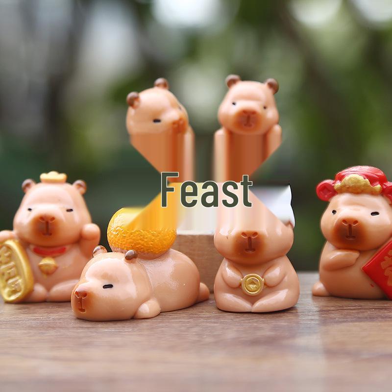 Capybara Lucky Mascot Resin Figure Doll - Creative Blind Box Micro Landscape Ornament