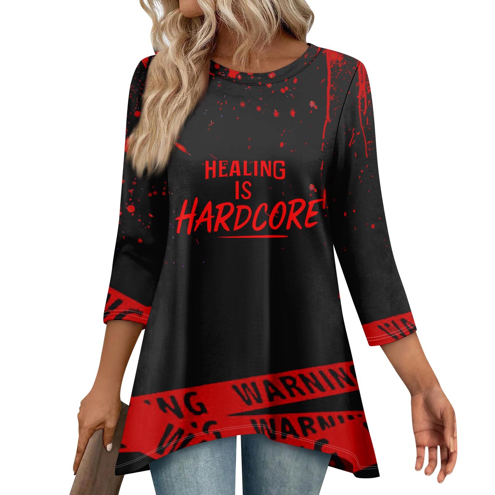 

Туники для женщин Свободного кроя Топы с принтами Рукав 3/4 Женские топы с асимметричным подолом M чёрный