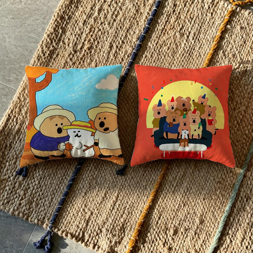 Shijiao Bear Cushion Cover Cushion Cover Pillowcase, Anti-Mite Invisible Zipper, Linen Sofa Cushion