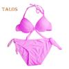 2 Teile/satz Sexy Bikini Set Neckholder Push-Up Einfarbig Bh Hohe Taille Schwimmen Slip Set Bowknot Dekoration Bademode