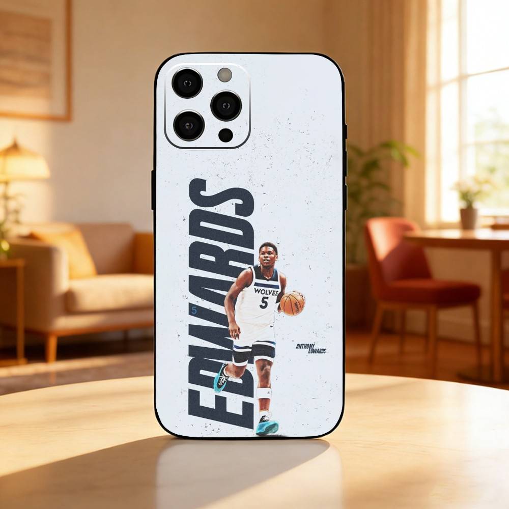 Basketball A-Anthony Edwards A-Ant Man Phone Case For iPhone17,16,15,14,13,12 Plus,Max Soft Silicone Black Cover iPhone13PRO