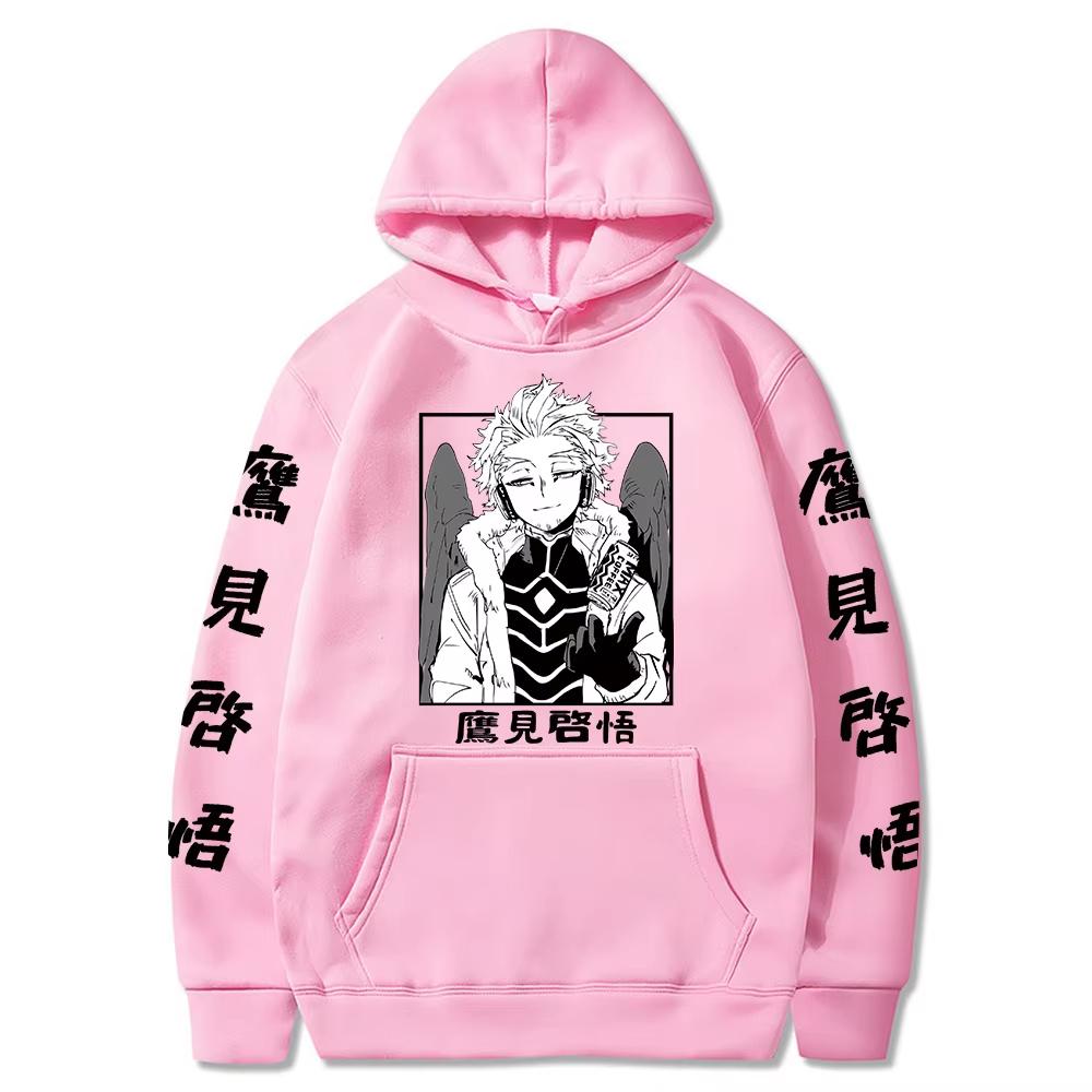 Anime My Hero Academia Hawks Grafik Bedruckter Kapuzenpullover Herren Damen Lässig Locker Kapuzenpullover Manga Pullover Harajuku Sweatshirt