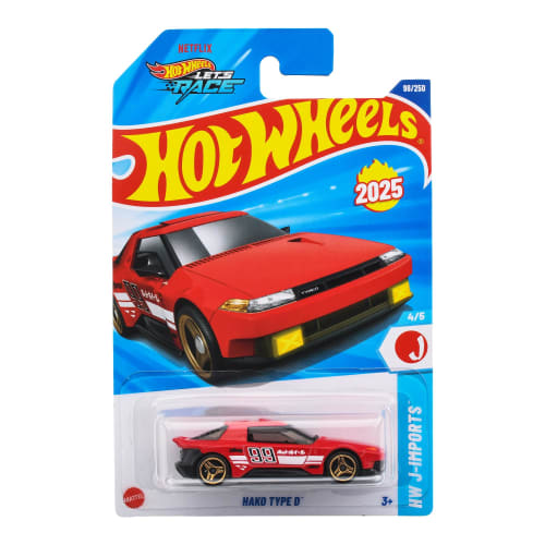 Hot Wheels Basic Car Box Type D Vehicle Toy Mini Car for Ages 3 and Up, Red, JFN57