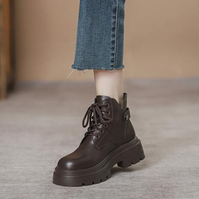 Fashion 2024 Hot Sale Lace-up Outdoors Women's Ankle Boots Fashion Autumn Winter Wear Resistant Shoes for Women Botines De Mujer