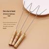 ZISIZ BBQ Wooden Handle Skewer & Fork Set