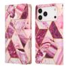 Apple 17Pro/16E Marble Patchwork Leather Case with Card Slot for iPhone Air