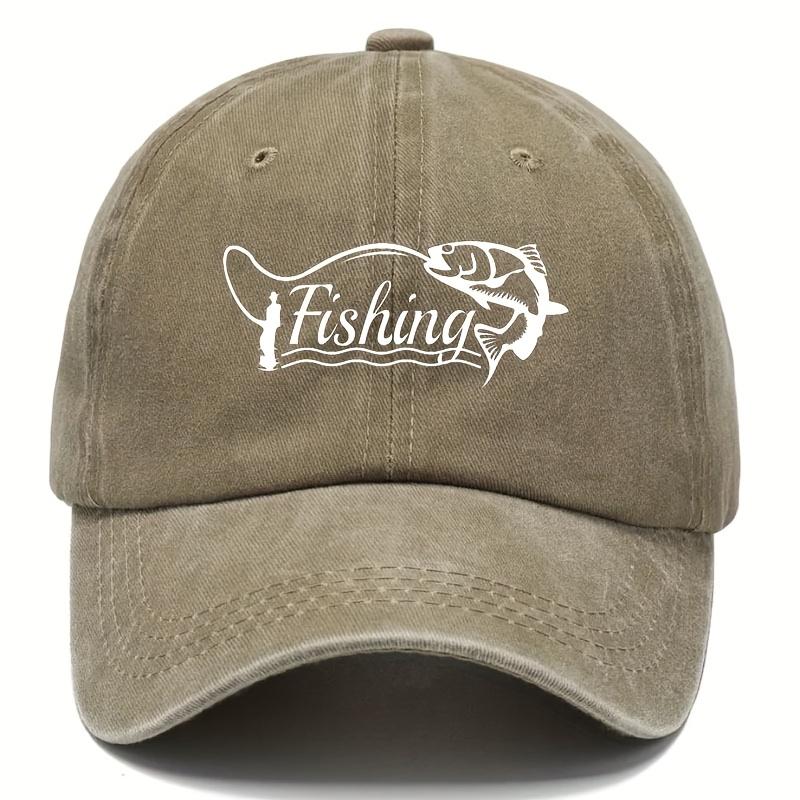 New Vintage Washed Baseball Cap with a Distressed Fishing Letter Print Adjustable Dad Hat Mixed Colors