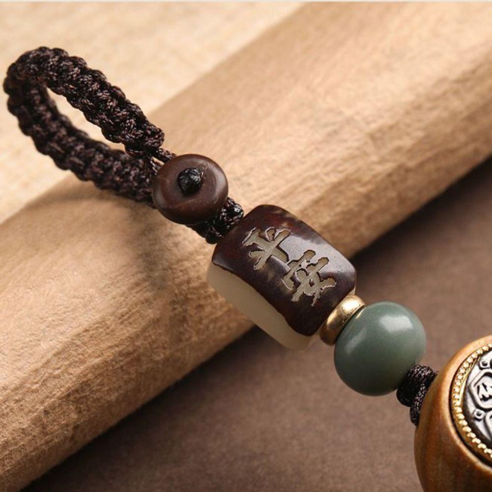 Wheel Rotatable Sandalwood Cat Paw Keychain Pendant Spin Wheel Car Keychain Men