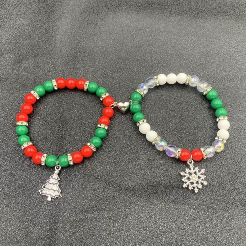 Halloween Spiders Couple Bracelet Trendy Heart Magnetic Matching Hand Jewelry