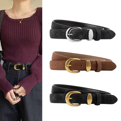 Four Seasons Available New Retro Matte Genuine Leather Women'S Belt Leather Paired With Jeans Casual Pants Decorative Versatile Belt